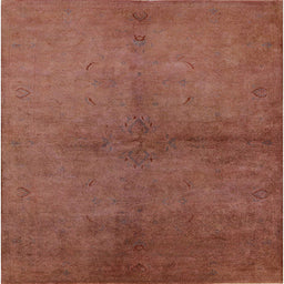 Square Mid-Century Modern Mahogany Brown Oriental Rug, urb1313