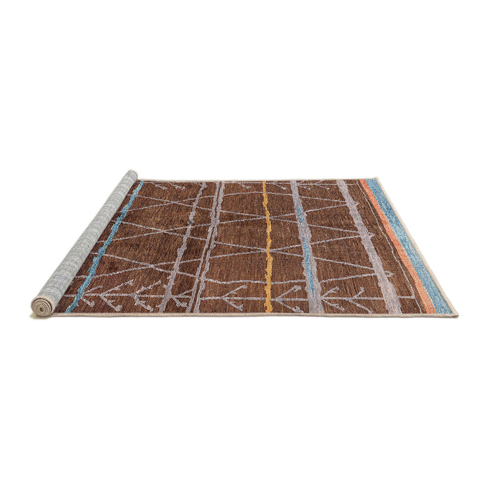 Sideview of Machine Washable Industrial Modern Red Brown Rug, wshurb1314