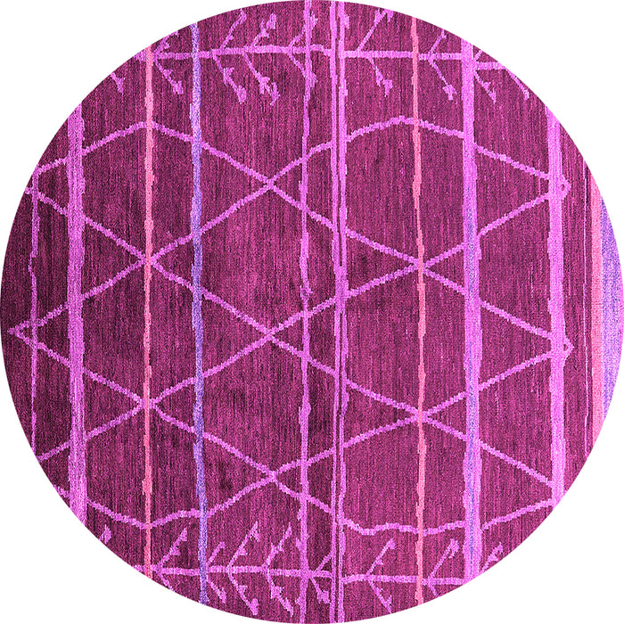 Round Machine Washable Oriental Pink Industrial Rug, wshurb1314pnk