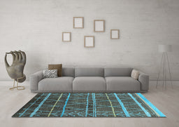 Machine Washable Oriental Light Blue Industrial Rug in a Living Room, wshurb1314lblu