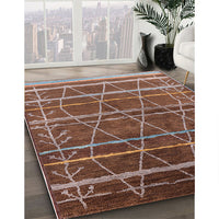 Mid-Century Modern Red Brown Oriental Rug, urb1314