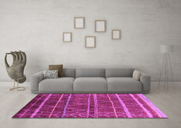 Machine Washable Oriental Pink Industrial Rug in a Living Room, wshurb1314pnk