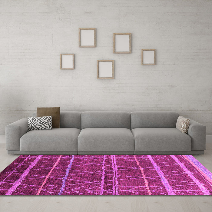 Machine Washable Oriental Pink Industrial Rug in a Living Room, wshurb1314pnk