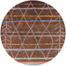 Round Mid-Century Modern Red Brown Oriental Rug, urb1314