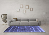 Machine Washable Oriental Blue Industrial Rug, wshurb1314blu