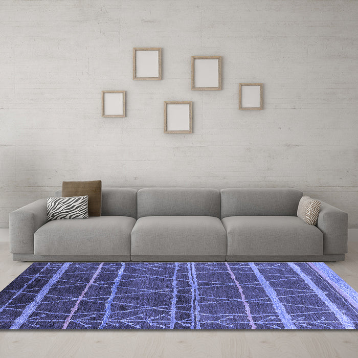 Machine Washable Oriental Blue Industrial Rug in a Living Room, wshurb1314blu