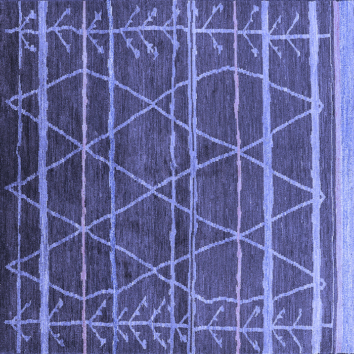 Square Machine Washable Oriental Blue Industrial Rug, wshurb1314blu