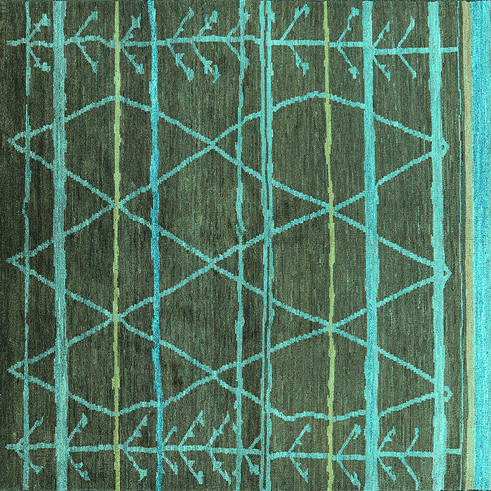 Square Oriental Turquoise Industrial Rug, urb1314turq