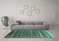 Machine Washable Oriental Turquoise Industrial Rug, wshurb1314turq