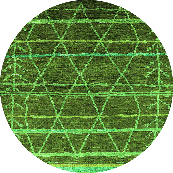 Round Oriental Green Industrial Rug, urb1314grn