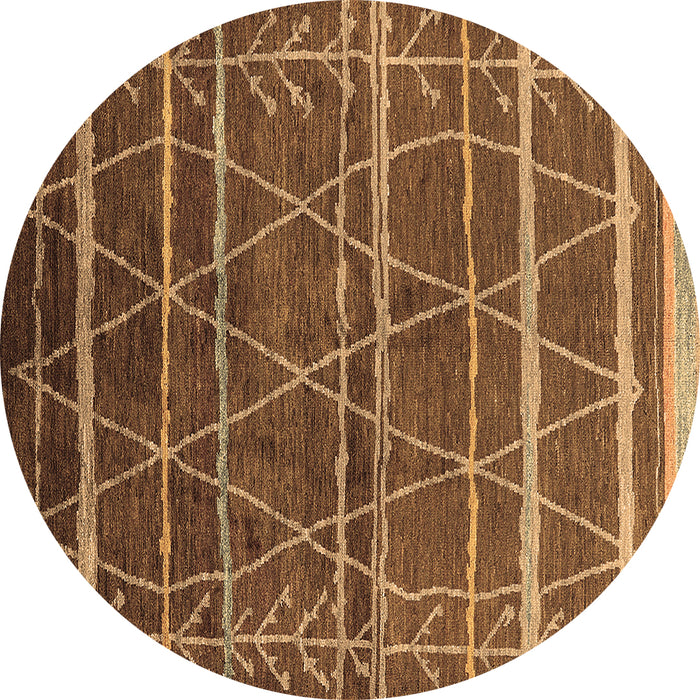 Round Oriental Brown Industrial Rug, urb1314brn