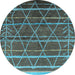 Round Oriental Light Blue Industrial Rug, urb1314lblu