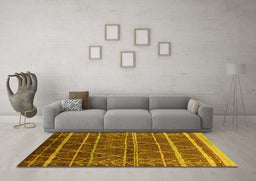 Machine Washable Oriental Yellow Industrial Rug in a Living Room, wshurb1314yw