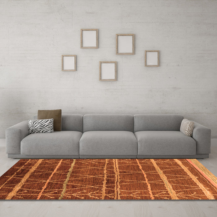 Machine Washable Oriental Orange Industrial Area Rugs in a Living Room, wshurb1314org