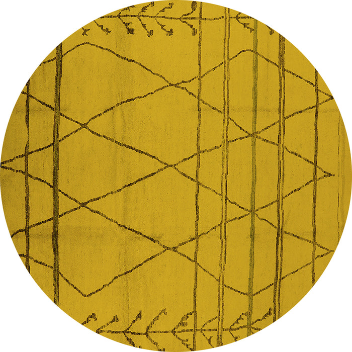 Round Machine Washable Oriental Yellow Industrial Rug, wshurb1315yw