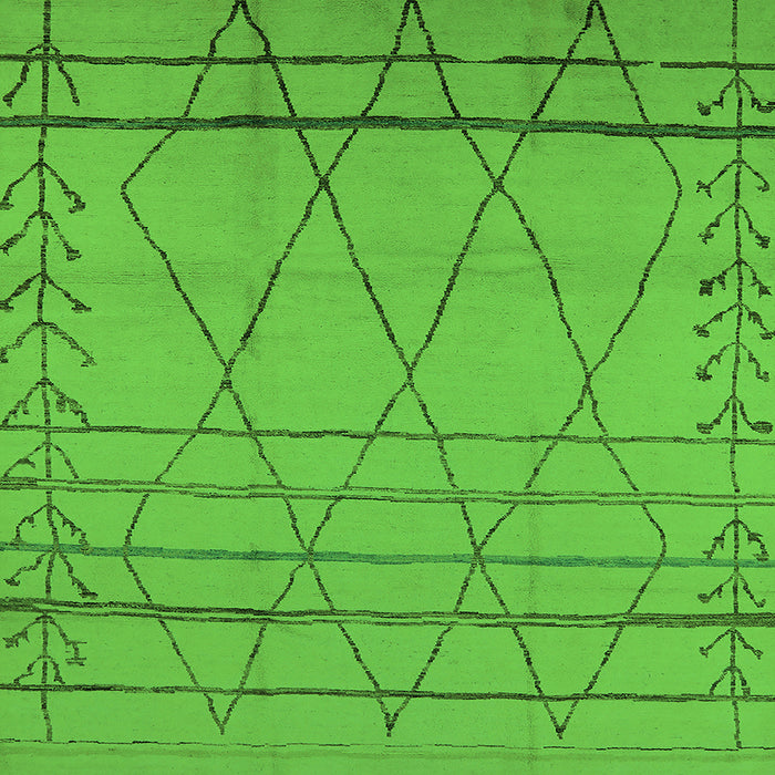 Square Machine Washable Oriental Green Industrial Area Rugs, wshurb1315grn