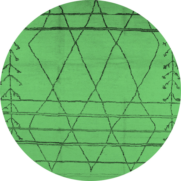 Round Oriental Emerald Green Industrial Rug, urb1315emgrn