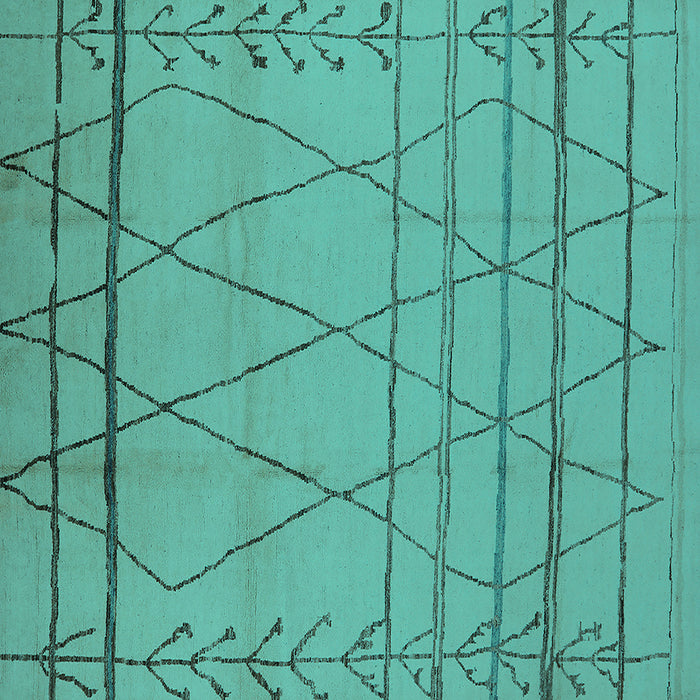 Square Machine Washable Oriental Turquoise Industrial Area Rugs, wshurb1315turq