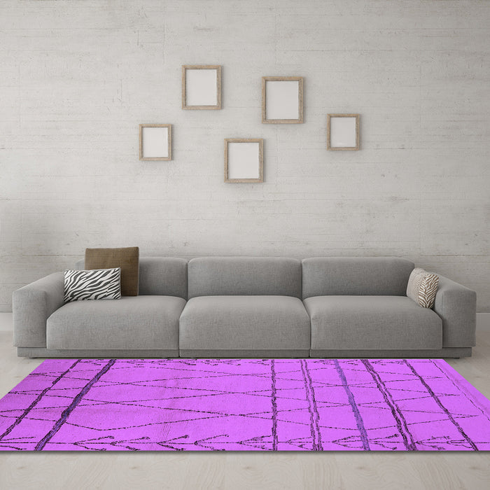 Machine Washable Oriental Purple Industrial Area Rugs in a Living Room, wshurb1315pur
