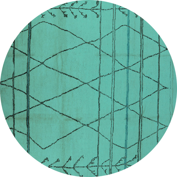 Round Oriental Turquoise Industrial Rug, urb1315turq