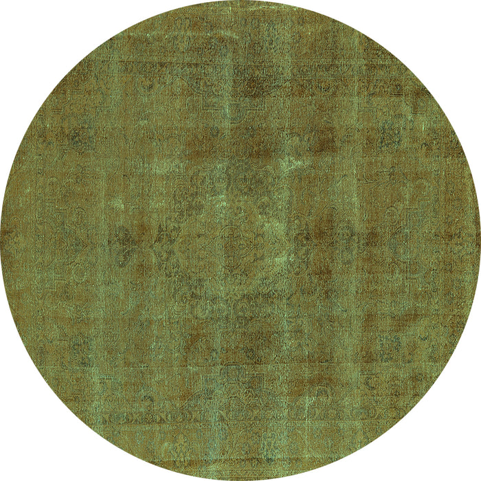 Round Oriental Turquoise Industrial Rug, urb1316turq