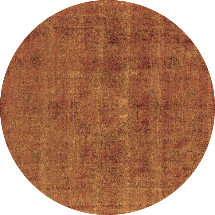Round Machine Washable Oriental Brown Industrial Rug, wshurb1316brn