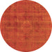 Round Machine Washable Oriental Orange Industrial Area Rugs, wshurb1316org