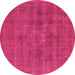 Round Machine Washable Oriental Pink Industrial Rug, wshurb1316pnk