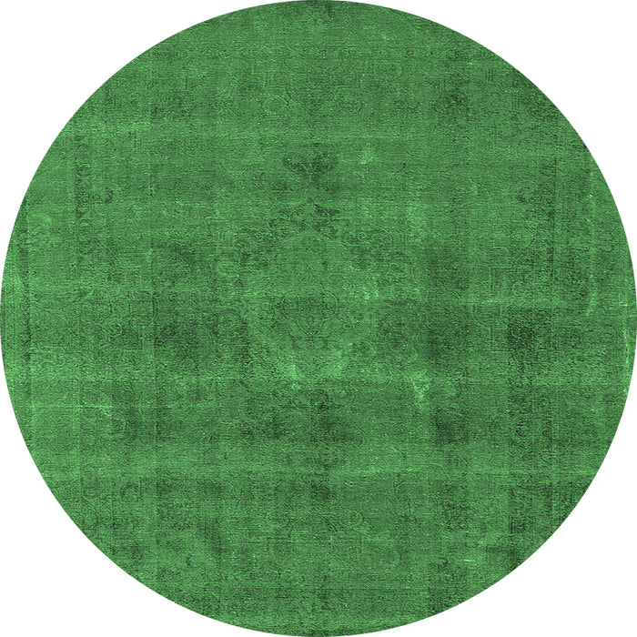 Round Oriental Emerald Green Industrial Rug, urb1316emgrn