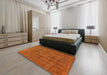 Machine Washable Industrial Modern Orange Red Orange Rug in a Bedroom, wshurb1316