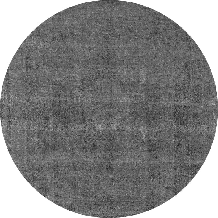 Round Machine Washable Oriental Gray Industrial Rug, wshurb1316gry