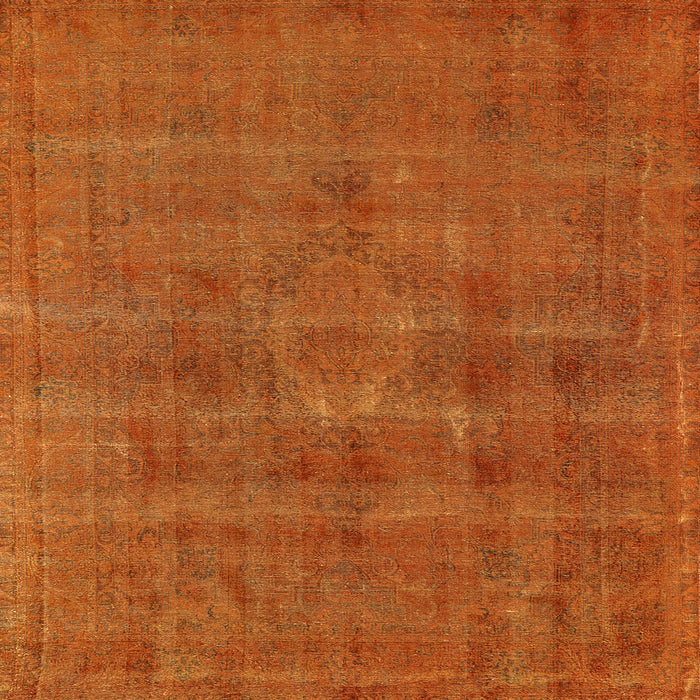 Square Mid-Century Modern Orange Red Orange Oriental Rug, urb1316