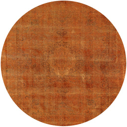 Round Mid-Century Modern Orange Red Orange Oriental Rug, urb1316