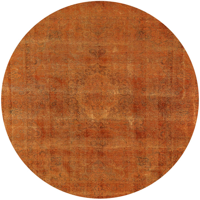 Round Mid-Century Modern Orange Red Orange Oriental Rug, urb1316