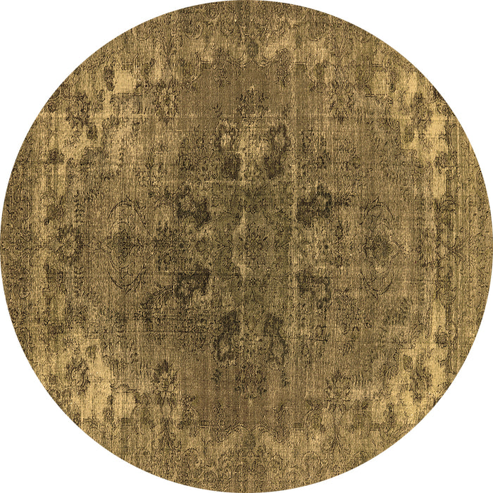 Round Machine Washable Oriental Brown Industrial Rug, wshurb1317brn