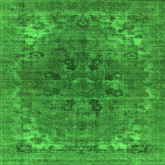 Square Machine Washable Oriental Green Industrial Area Rugs, wshurb1317grn