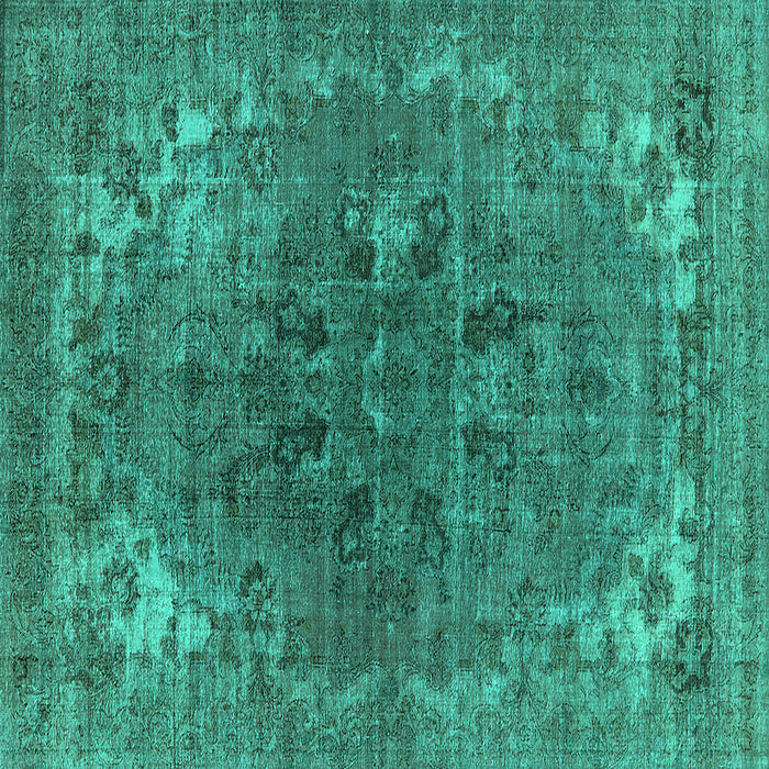 Square Oriental Turquoise Industrial Rug, urb1317turq