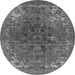 Round Oriental Gray Industrial Rug, urb1317gry