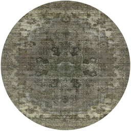 Round Mid-Century Modern Coffee Brown Oriental Rug, urb1317