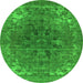 Round Oriental Green Industrial Rug, urb1317grn