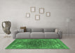 Machine Washable Oriental Emerald Green Industrial Area Rugs in a Living Room,, wshurb1317emgrn