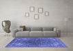 Machine Washable Oriental Blue Industrial Rug in a Living Room, wshurb1317blu