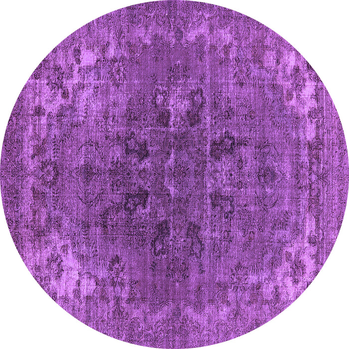 Round Oriental Purple Industrial Rug, urb1317pur