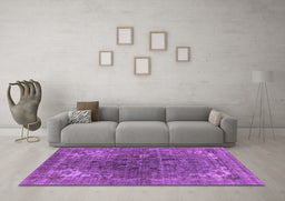 Machine Washable Oriental Purple Industrial Area Rugs in a Living Room, wshurb1317pur
