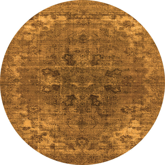 Round Machine Washable Oriental Orange Industrial Area Rugs, wshurb1317org