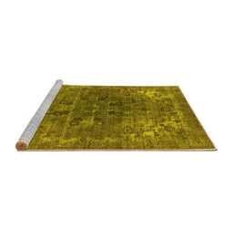 Sideview of Machine Washable Oriental Yellow Industrial Rug, wshurb1317yw