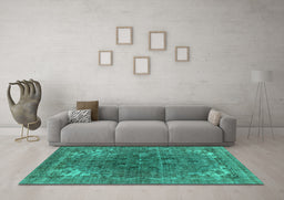 Machine Washable Oriental Turquoise Industrial Area Rugs in a Living Room,, wshurb1317turq