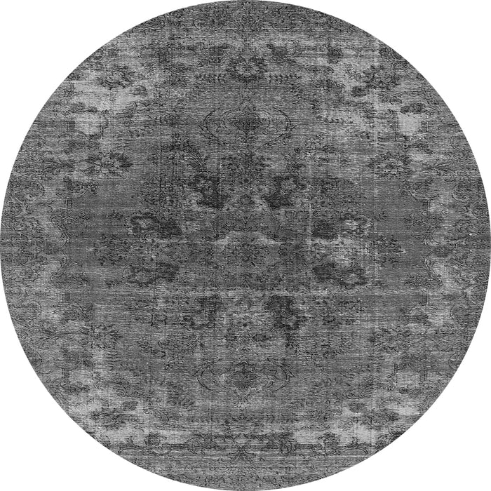 Round Machine Washable Oriental Gray Industrial Rug, wshurb1317gry