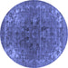 Round Oriental Blue Industrial Rug, urb1317blu