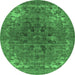 Round Oriental Emerald Green Industrial Rug, urb1317emgrn